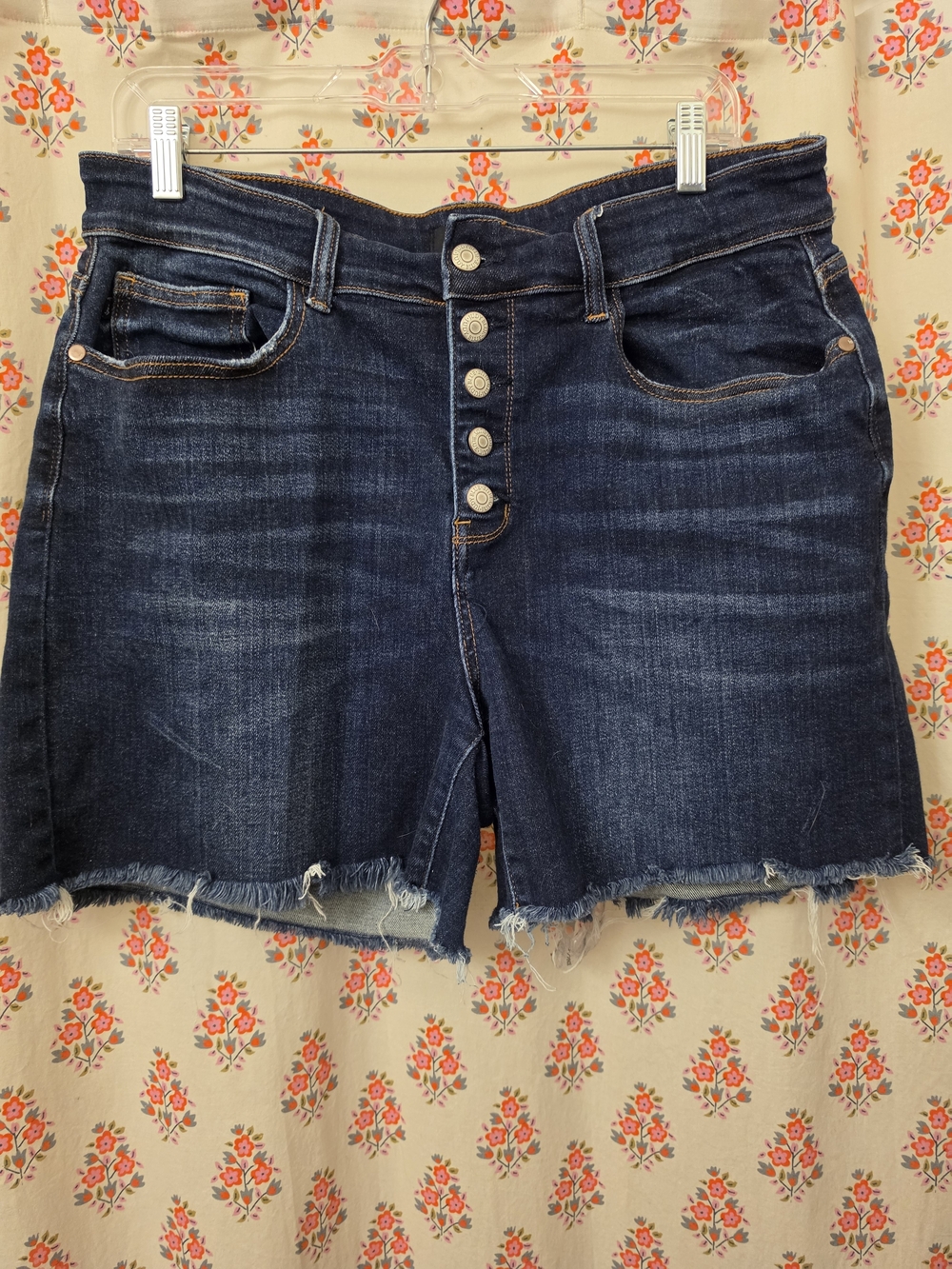 Judy Blue Dark Blue High-Rise Button-Front Denim Shorts